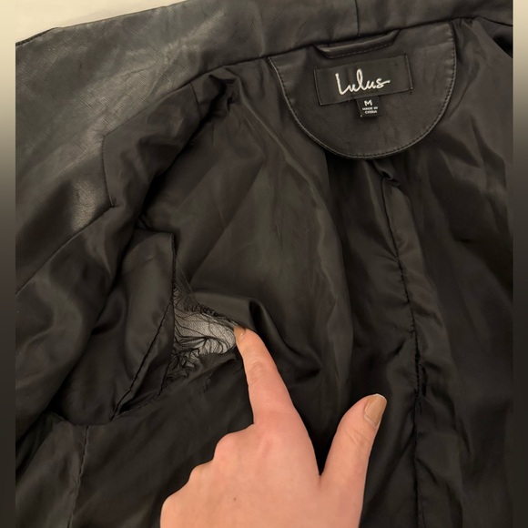 Lulus Black Vegan Leather Jacket with Zipper Details Medium - Picture 15 of 15